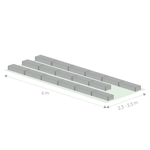 KLASIKA GREENHOUSES - Kit de jardinière surélevées pour une serre 2,5x6 m, acier galvanisé, Klasika Greenhouses - large