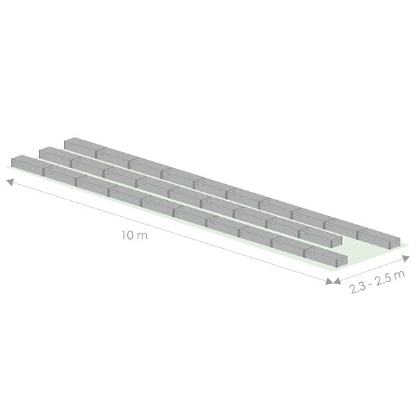KLASIKA GREENHOUSES - Kit de jardinière surélevées pour une serre 2,5x10 m, acier galvanisé, Klasika Greenhouses - large