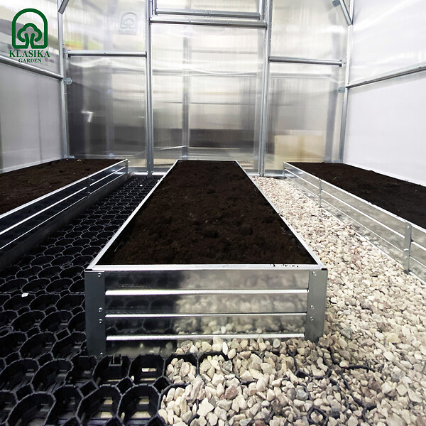KLASIKA GREENHOUSES - Kit de jardinière surélevées pour une serre 2,5x10 m, acier galvanisé, Klasika Greenhouses - large