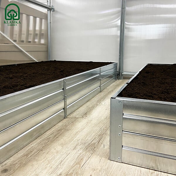 KLASIKA GREENHOUSES - Kit de jardinière surélevées pour une serre 2,5x10 m, acier galvanisé, Klasika Greenhouses - large