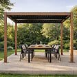 CONCEPT USINE - Pergola bioclimatique structure et lames orientables en aluminium vert 3x3m RHODES - vignette