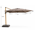 CONCEPT USINE - Parasol rectangulaire 3x4m déporté rotatif gris pied effet bois en aluminium CESARE - vignette
