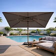 CONCEPT USINE - Parasol rectangulaire 3x4m déporté rotatif gris pied effet bois en aluminium CESARE - vignette
