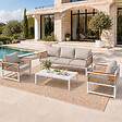 CONCEPT USINE - Salon de jardin 5 places avec table basse gris clair SOLOMON - vignette