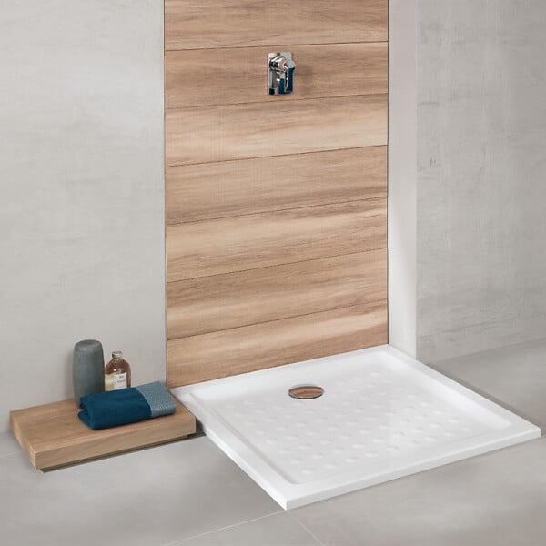 VILLEROY ET BOCH - Receveur O.NOVO extra plat - carré - Dimensions : 90 X 90 cm - Couleur : BLANC - large