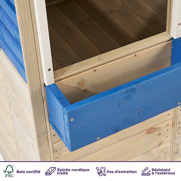 KANGUI - Maisonnette enfant extérieur - Cabane en bois avec plancher FLOWI - large