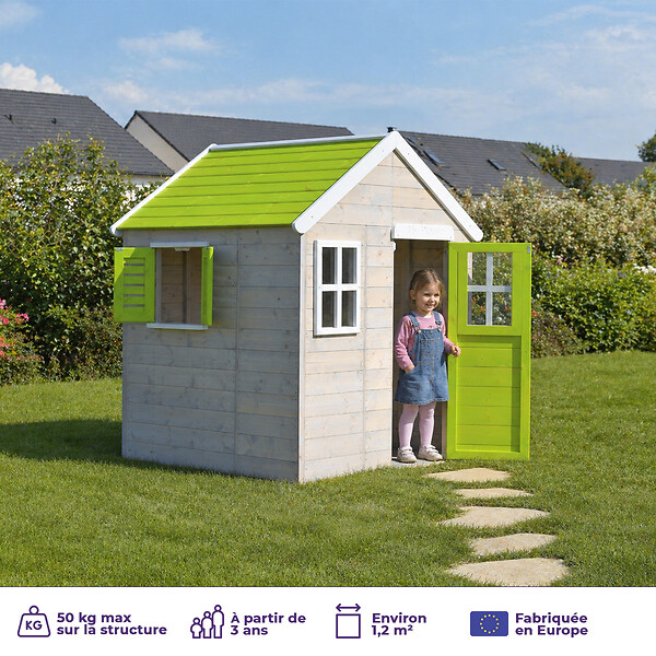 KANGUI - Maisonnette Enfant Extérieur en Bois TINNI avec Plancher - large