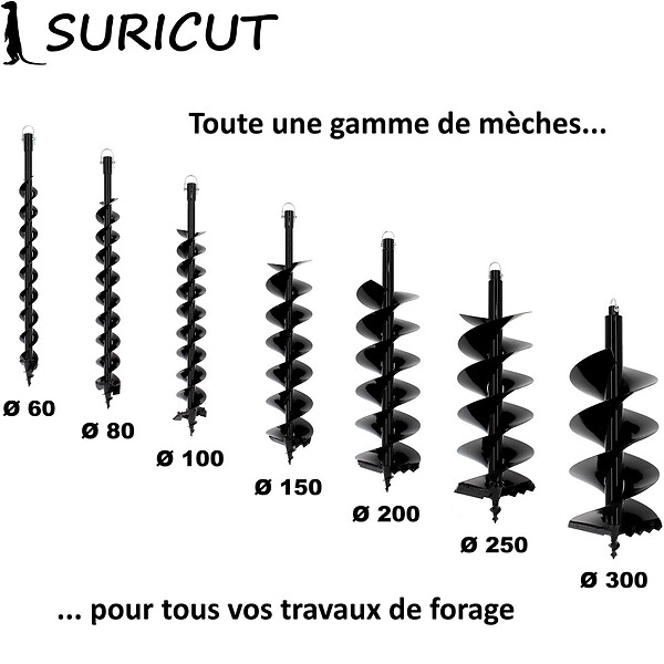 SURICUT - Mèche SEMI-PROFESSIONNELLE Ø 100 mm pour tarière thermique - large