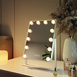 EMKE - EMKE Hollywood miroir de courtoisie avec lumière, 47.5x36.5cm blanc, miroir de coiffeuse pivotant à 360°, avec 3 lumières dimmables - vignette