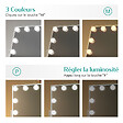 EMKE - EMKE Hollywood miroir de courtoisie avec lumière, 47.5x36.5cm blanc, miroir de coiffeuse pivotant à 360°, avec 3 lumières dimmables - vignette