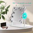 EMKE - EMKE Hollywood miroir de courtoisie avec lumière, 47.5x36.5cm blanc, miroir de coiffeuse pivotant à 360°, avec 3 lumières dimmables - vignette