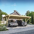 DIRECT-ABRIS - Carport Bois PALERME 2 Voitures - 510 x 603 - Abris pour Voitures - Bois des Regions Nordiques - Pin Traité Autoclave - Design Moderne - vignette
