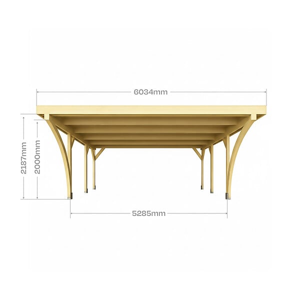 DIRECT-ABRIS - Carport Bois PALERME 2 Voitures - 510 x 603 - Abris pour Voitures - Bois des Regions Nordiques - Pin Traité Autoclave - Design Moderne - large