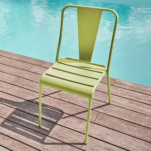 OVIALA - Chaise de jardin en métal vert - Dieppe - large