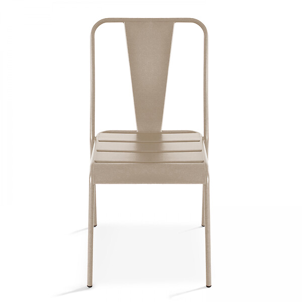 OVIALA - Chaise de jardin bistrot en métal taupe - Dieppe - large