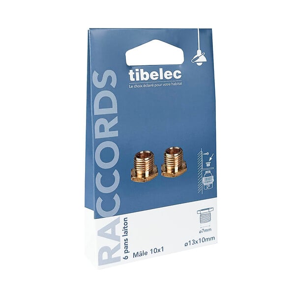 TIBELEC - Lot de 2 raccords laiton 6 pans - large