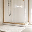 AURLANE - Cabine de Douche Rectangle 110x80x200/230cm Effet Bois et Fonds Blancs - Receveur Bas - vignette