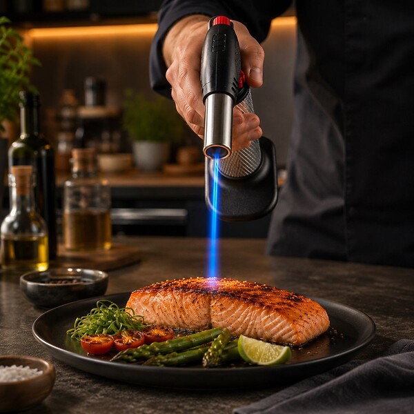 KEMPER - Chalumeau Cuisine Gaz Rechargeable + Recharges Flamme Réglable pour Crème Brûlée Barbecue Pâtisserie Kemper - large