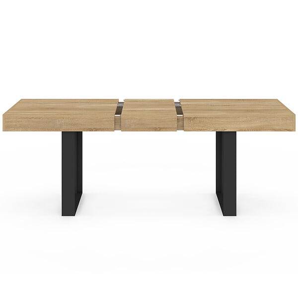 ID MARKET - Table à manger extensible rectangle PHOENIX 4-8 personnes bois et noir 160-200 cm - large