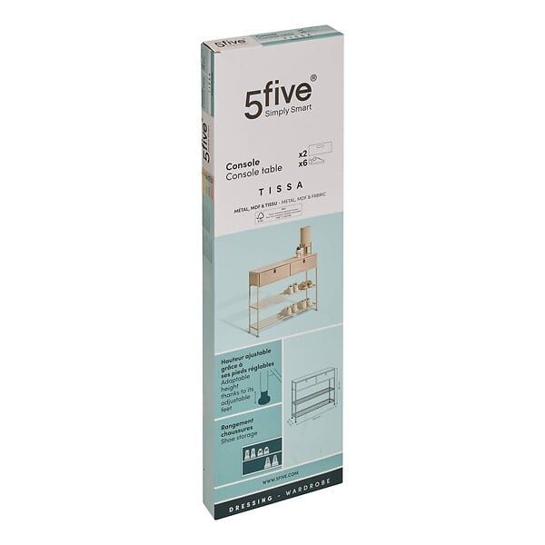 5 FIVE SIMPLY SMART - Console 2 tiroirs Tissa avec range-chaussure beige - large