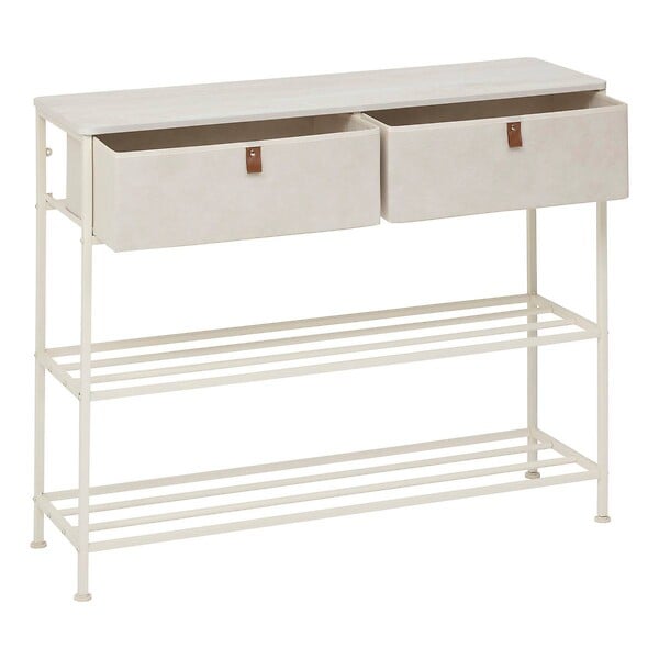 5 FIVE SIMPLY SMART - Console 2 tiroirs Tissa avec range-chaussure beige - large