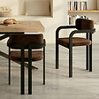 ID MARKET - Lot de 2 chaises de salle à manger, fauteuils de table ESMA en métal noir et velours marron avec accoudoirs - vignette