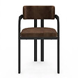 ID MARKET - Lot de 2 chaises de salle à manger, fauteuils de table ESMA en métal noir et velours marron avec accoudoirs - vignette