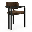 ID MARKET - Lot de 2 chaises de salle à manger, fauteuils de table ESMA en métal noir et velours marron avec accoudoirs - vignette