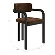 ID MARKET - Lot de 2 chaises de salle à manger, fauteuils de table ESMA en métal noir et velours marron avec accoudoirs - vignette