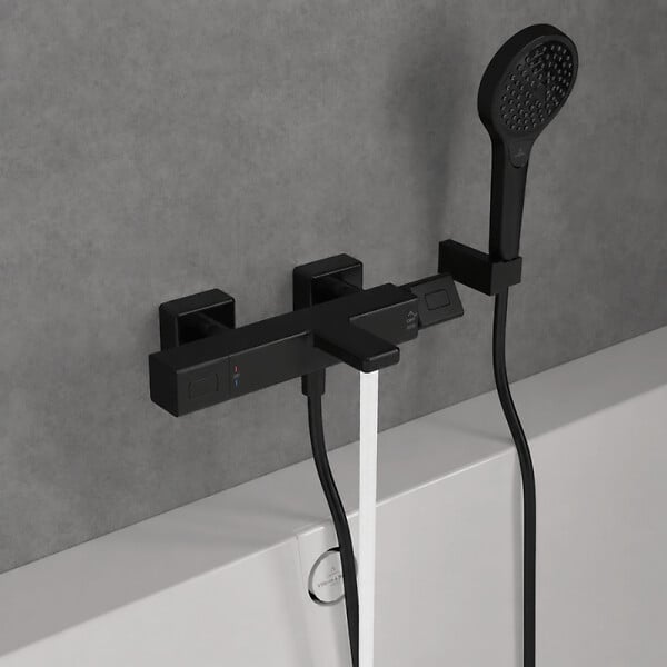VILLEROY ET BOCH - Mitigeur bain douche thermostatique  Universal carré Noir mat - large