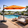CONCEPT USINE - Parasol carré 3x3 déporté rotatif orange en aluminium PALATINO - vignette