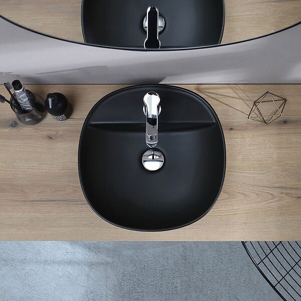 KIAMAMI VALENTINA - Lavabo De Meuble Rond En Céramique Noire Mate - large
