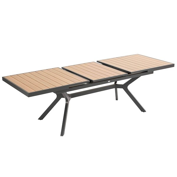 OVIALA - Table de jardin extensible 8 à 10 places en alu et effet bois 250cm - Savannah - large