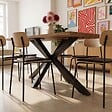 OVIALA - Table de jardin en aluminium et bois d'acacia 8 places 200x95 cm - Stella - vignette