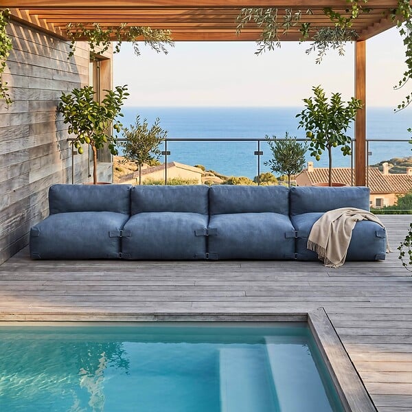OVIALA - Salon de jardin modulable 4 places bleu pacific - Mixi - large