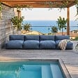OVIALA - Salon de jardin modulable 4 places bleu pacific - Mixi - vignette