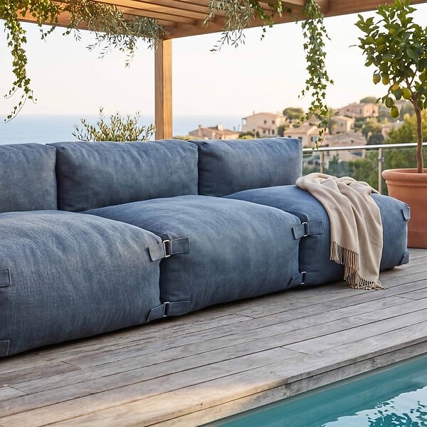 OVIALA - Salon de jardin modulable 4 places bleu pacific - Mixi - large