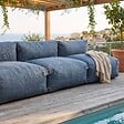 OVIALA - Salon de jardin modulable 4 places bleu pacific - Mixi - vignette
