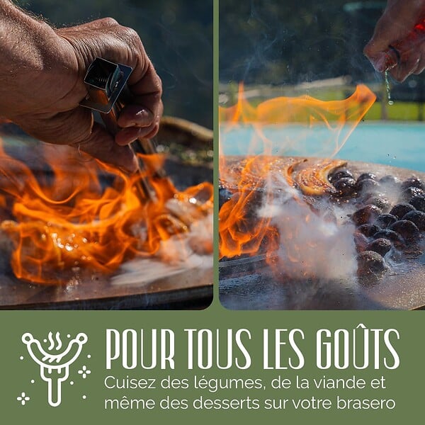 GRILL'CHIC - GRILL'CHIC - Pack Privilège Brasero Cévenol Corten Normal Carré - Simple Cuve - Avec Bâche + Grille + Stop Food Inclus - À Assembler - Fabriqué en France - 74 L x 74 P x 89 H cm - large