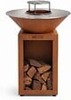 GRILL'CHIC - GRILL'CHIC - Pack Privilège Brasero Cévenol Corten Bois Rond - Simple Cuve - Avec Bâche + Grille + Stop Food Inclus - À Assembler - Fabriqué en France - Ø74 x 90 cm - vignette