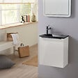 GODART - Meuble lave-mains pour wc couleur blanc finition vasque noir et robinet noir - vignette