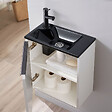 GODART - Meuble lave-mains pour wc couleur blanc finition vasque noir et robinet noir - vignette