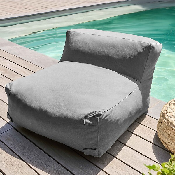 OVIALA - Canapé d'angle de jardin modulable 6 places gris - Mixi - large
