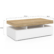 ID MARKET - Table basse rectangulaire ELSA 100 cm 2 tiroirs en bois blanc et plateau façon hêtre - vignette