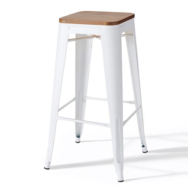 OVIALA - Lot de 4 tabourets de bar en acier blanc - Indus - large