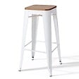 OVIALA - Lot de 4 tabourets de bar en acier blanc - Indus - vignette
