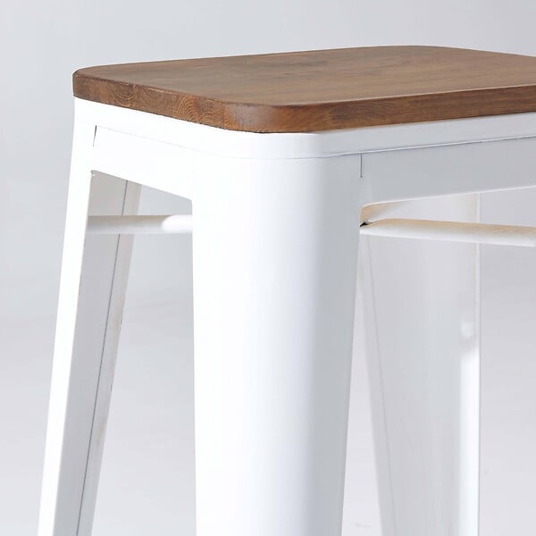OVIALA - Lot de 4 tabourets de bar en acier blanc - Indus - large
