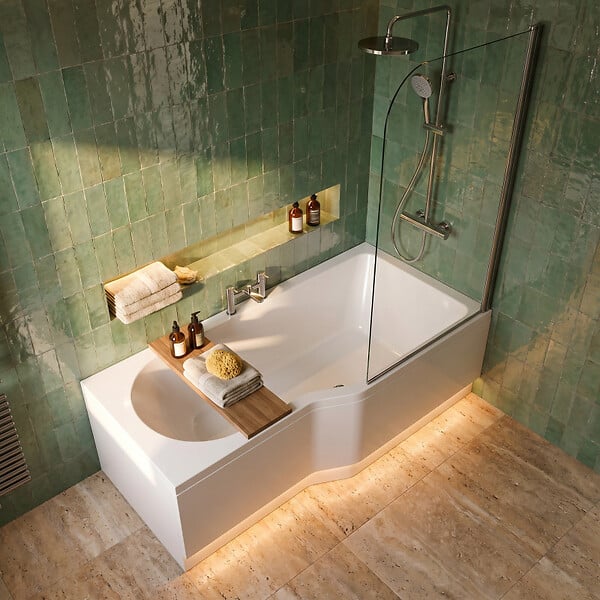 LAGUNA - 160x80 cm Laguna Beata Plus baignoire bain/douche asymétrique avec pieds, acrylique, droite, blanc (BE1600PPLUS-SET) - large