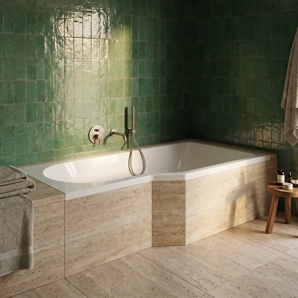 LAGUNA - 160x80 cm Laguna Beata Plus baignoire bain/douche asymétrique avec pieds, acrylique, droite, blanc (BE1600PPLUS-SET) - large