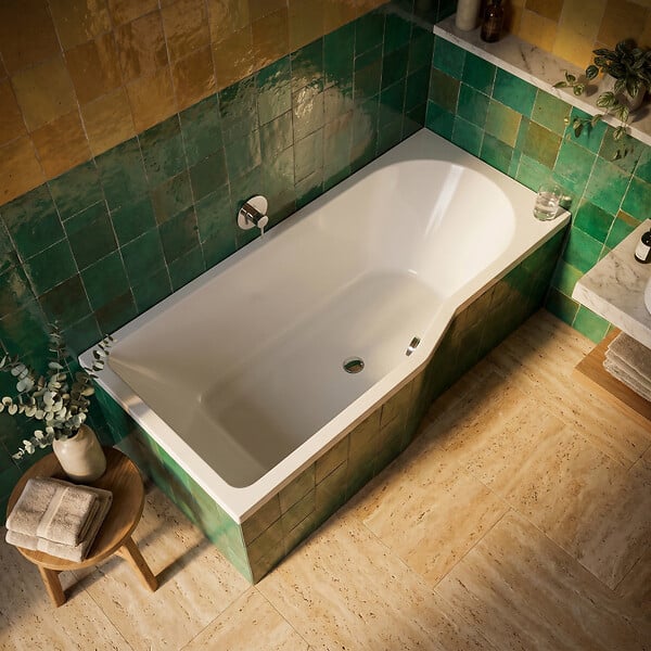 LAGUNA - 160x80 cm Laguna Beata Plus baignoire bain/douche asymétrique avec pieds, acrylique, gauche, blanc (BE1600LPLUS-SET) - large